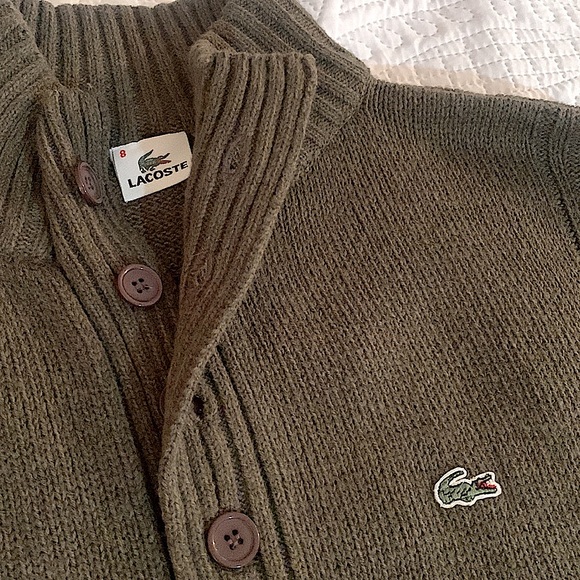 Dark Olive Green Lacoste Pullover - Picture 3 of 7